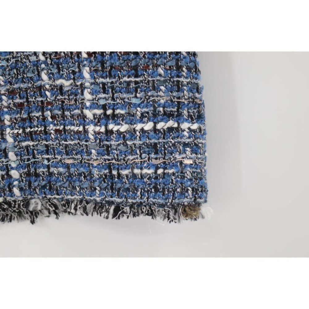 NWT Zara Women’s Size XL Tweed Mini Crocheted Skirt Blue golden button woven - Picture 3 of 11
